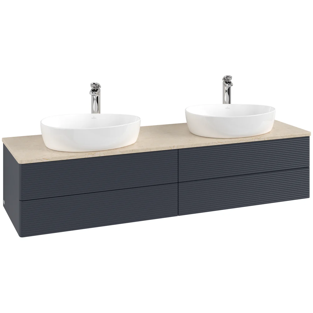 V&B ANTAO SERVANTSKAP 4 SKUFFER RILLET 1600X360X500 FOR 2 SERV. M/KRANHULL BLÅ/CRÉME v:9366274