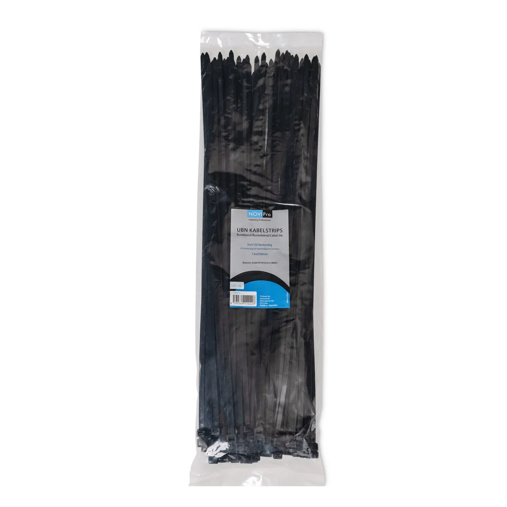 Kabelstrips ubn 7,6×550 mm sort novipro uv-stabilisert 100 stk v:4324422 Kabelstrips ubn 7,6×550 mm sort novipro uv-stabilisert 100 stk v:4324422
