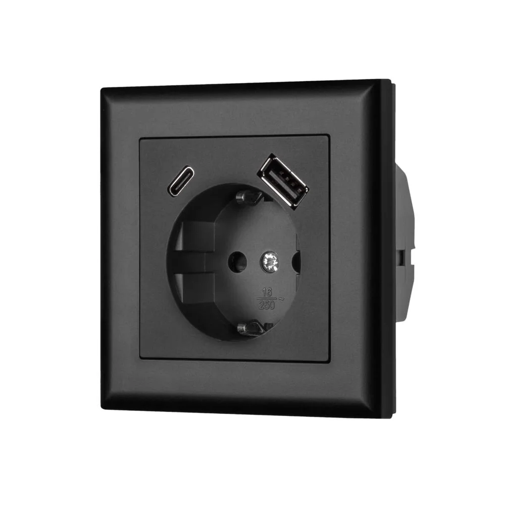 Egant Fjord enkel stikkontakt m/jord og USB A+C v:2599496