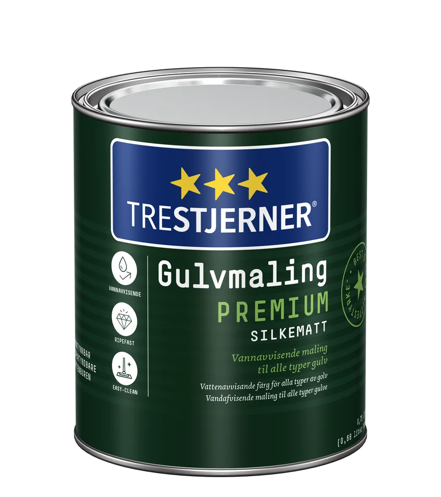 Trestjerner gulvmaling premium hvit base 0,68 liter v:3010159 Trestjerner gulvmaling premium hvit base 0,68 liter v:3010159