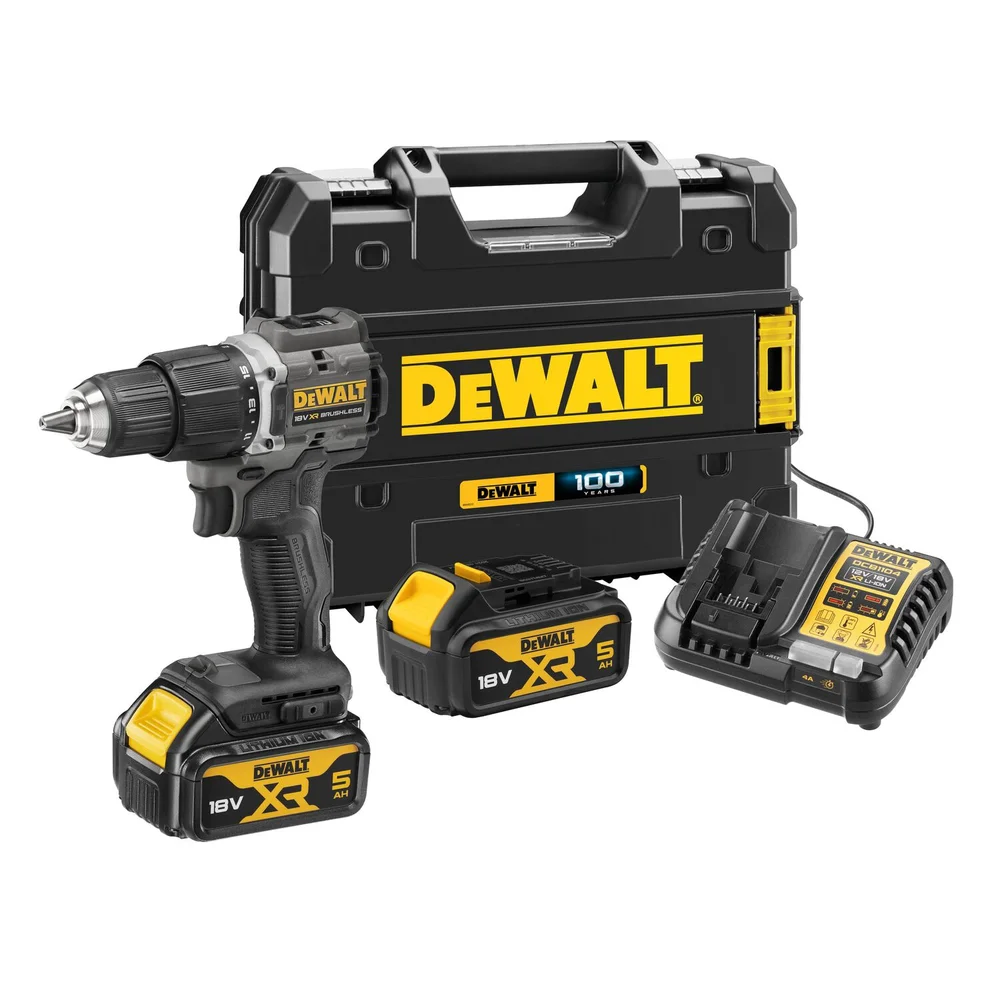 Dewalt Slagbormaskin DCD100P2T-QW 18V, med 2 stk 5Ah-batterier, TSTAK v:9152155