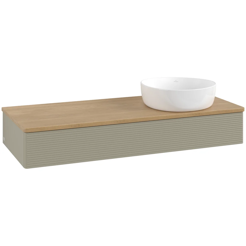 V&B ANTAO SERVANTSKAP 1 SKUFF RILLET 1200X190X500 HØYRE U/KRANHULL STENGRÅ/EIK v:9945835