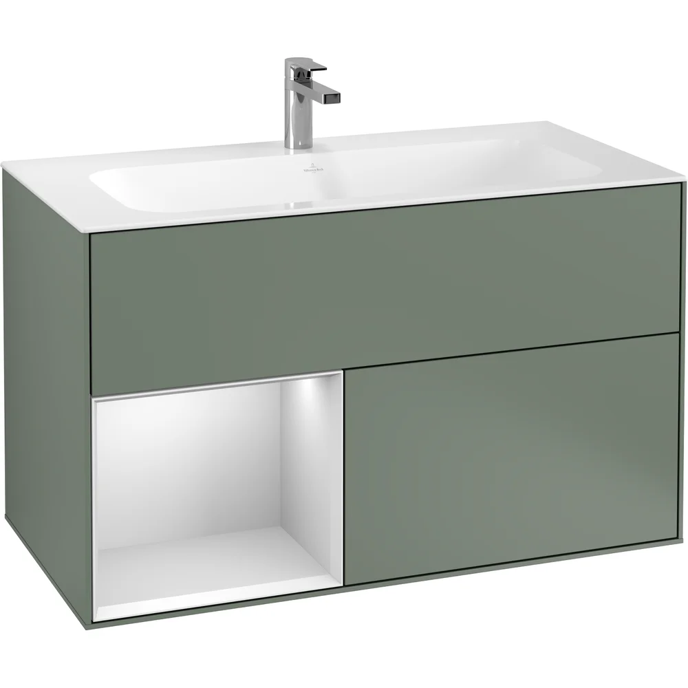 V&B FINION SERVANTSKAP 100 OLIVEN MATT LAKK EMOTION-LYS, VENSTRESTILT HVITMATT HYLLE v:9304275