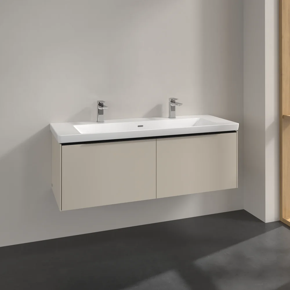 V&B SUBWAY 3.0 SERVANTSKAP 127X42 CASHMERE GREY HÅNDTAK I VOLCANO BLACK v:1624933