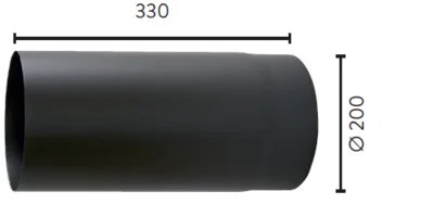 Røykrør Ø200 sort matt emalje, 2,3mm rett L330 v:2832181 Røykrør Ø200 sort matt emalje, 2,3mm rett L330 v:2832181